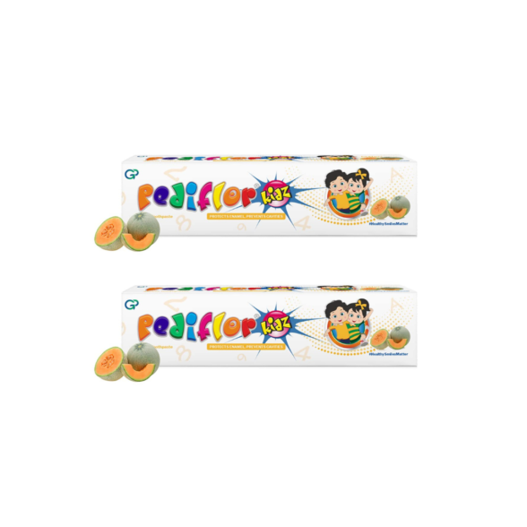 Pediflor Kidz Toothpaste | Melon (pack of 2) - Protects Enamel, Prevents Cavities | Anticavity Toothpaste for Kids | Vegan Friendly | Pack of 2