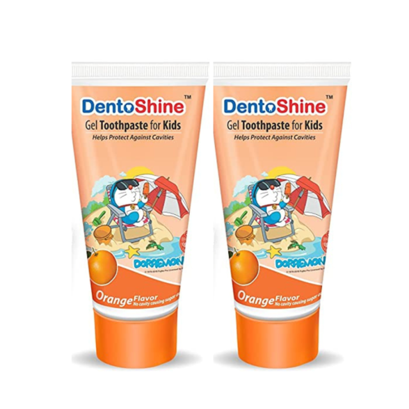 DentoShine Gel Toothpaste for Kids - Orange Flavor 80 g (pack of 2)