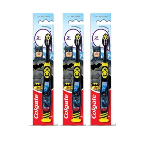 Colgate Kids Batman Extra- Soft Toothbrush (5+ Years) (pack of 3)