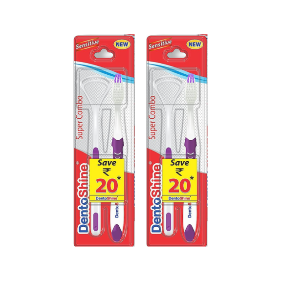 DentoShine Super Combo (Super Slim Soft Toothbrush + Tongue Cleaner) green (Pack 2) - Image 2