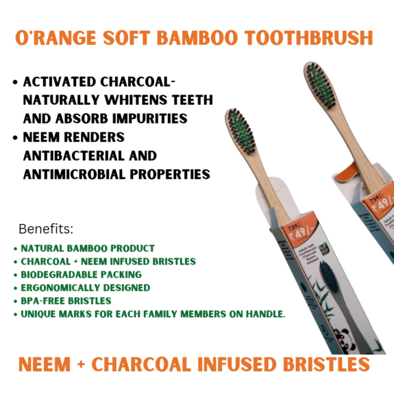 O'Range Neem Charcoal Infused Bamboo Toothbrush (pack of 4) - Image 7