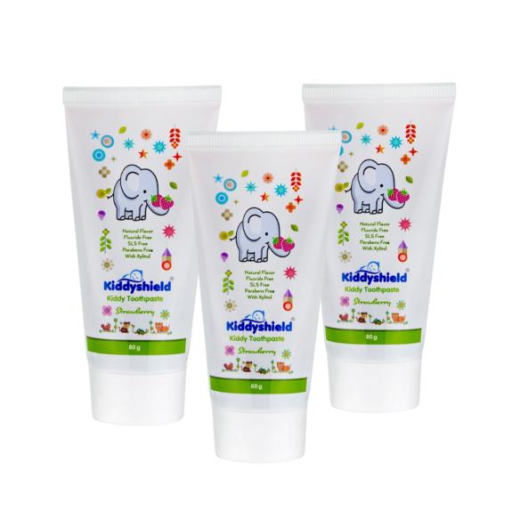 Kiddyshield Oral Care Toothpaste for Kids & Babies (12 Month+ Age) (Strawberry, Pack of 3) - Image 5