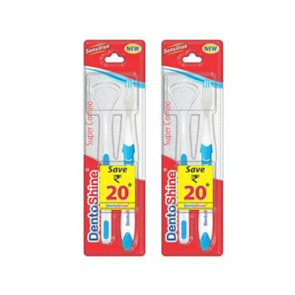 DentoShine Super Combo (Super Slim Soft Toothbrush + Tongue Cleaner) green (Pack 2) - Image 4