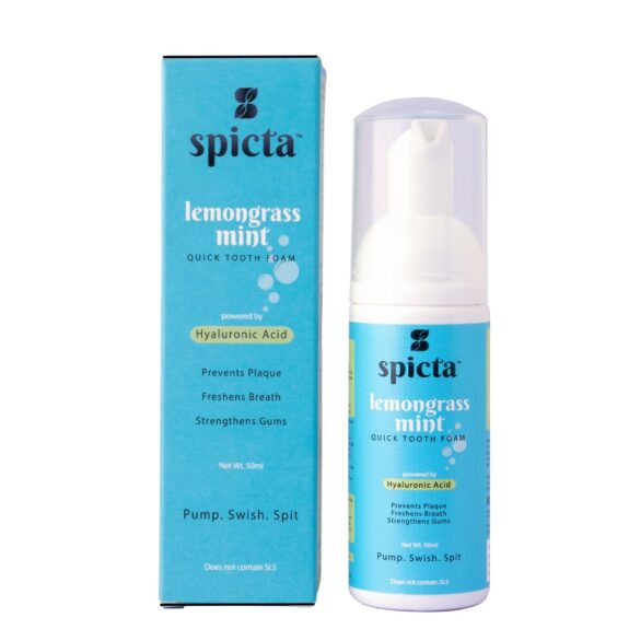 Spicta Lemongrass Mint Quick Tooth Foam | India’s 1st Tooth Foam | Powered by Hyaluronic Acid | Alcohol Free, SLS & Paraben Free | Freshens Breath, Strengthens Gums & Prevents Plaque - Image 6