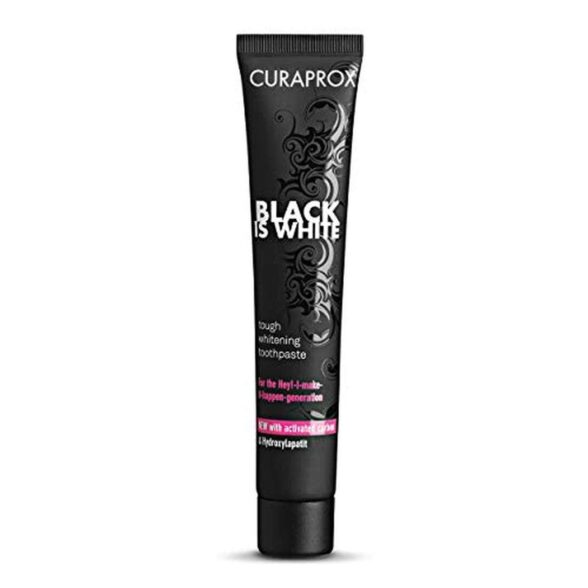 Curaprox Black Is White Toothpaste by Dr. Reddy’s | Charcoal Whitening | Sensitive teeth toothpaste | Non Bleaching & Enamel friendly | Stain & discolouration removal | Developed by Dental Experts | 90ml