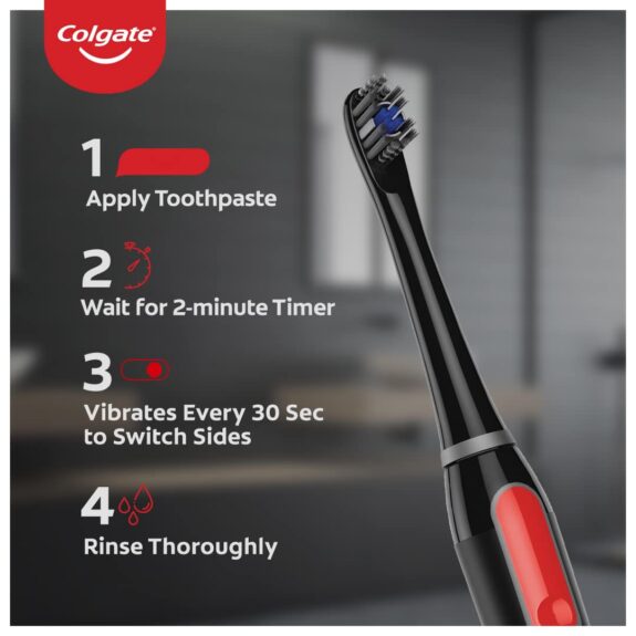 Colgate Proclinical 250R Charcoal Rechargeable Sonic Toothbrush, Electric Toothbrush with Soft & Spiral Bristles, Healthier Gums in 4 Weeks (With Replaceable Brush Head, Charger included) - Image 2