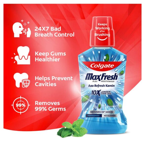 Colgate Plax Mouthwash, 0% Alcohol -(Peppermint)  500 ml (Peppermint) - Image 2