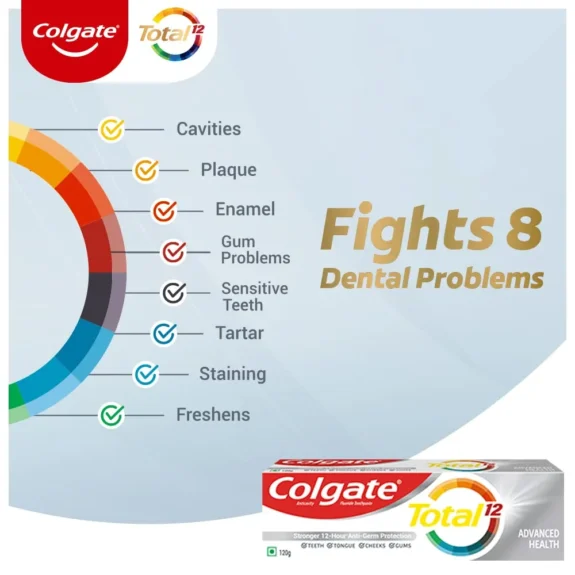 Colgate Total (120g)  Whole Mouth Health, Antibacterial Cavity Protection Toothpaste (Advanced Health) (pack of 2) - Image 9