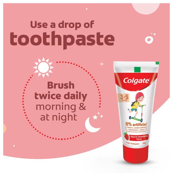 Colgate BUNDLE for Kids (3-5 years), Natural Strawberry Flavour 80g with Colgate Batman Extra Soft Toothbrush (5+ yrs) - Image 5