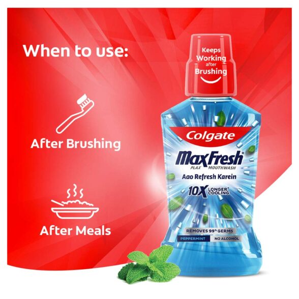 Colgate Plax Mouthwash, 0% Alcohol -(Peppermint)  500 ml (Peppermint) - Image 3