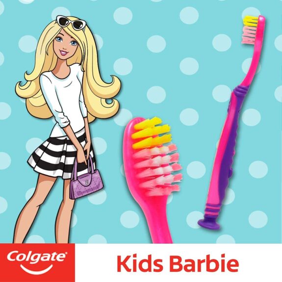 Colgate Kids Cavity Protection BUNDLE for 6-9 Years, 80g, Natural Strawberry Mint Flavour with Colgate Barbie Extra Soft bristles Toothbrush - Image 7