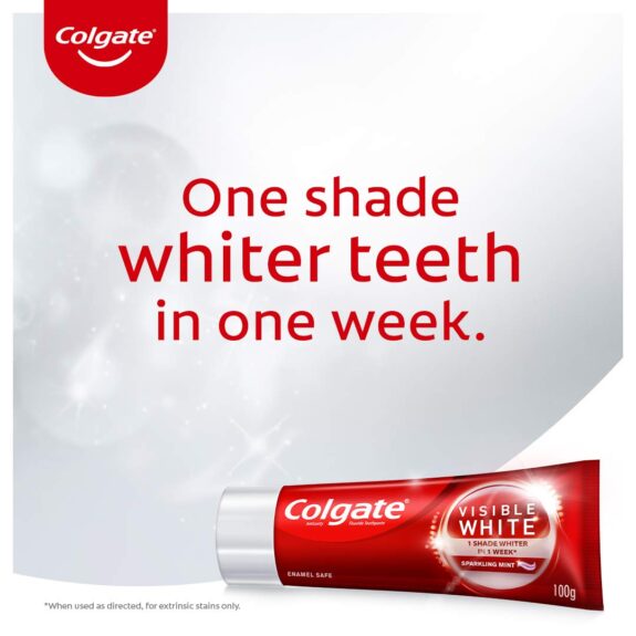 Colgate Visible White, teeth whitening Toothpaste with sparkling mint - 100gm (pack of 2) - Image 4