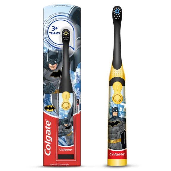 Colgate Batman Toothbrush for kids, Battery Powered Electric Toothbrush, Age 3+, Kids toothbrush with Extra Soft Bristles and Slim Handle