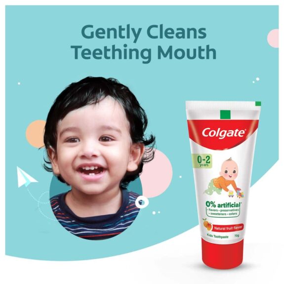 Colgate BUNDLE  for Kids (0-2 yrs), Natural Fruit Flavour toothpaste 70g with Colgate Kid's Extra Soft Toothbrush (0-2 Years) - Image 9