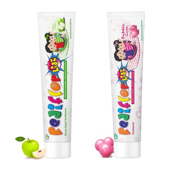 Pediflor Kidz Toothpaste | Bubble Gum and Green Apple Flavour combo - Protects Enamel, Prevents Cavities | Anticavity Toothpaste for Kids | Vegan Friendly | Pack of 2 - Image 3