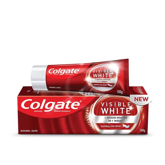 Colgate Visible White, teeth whitening Toothpaste with sparkling mint - 100gm (pack of 2) - Image 3