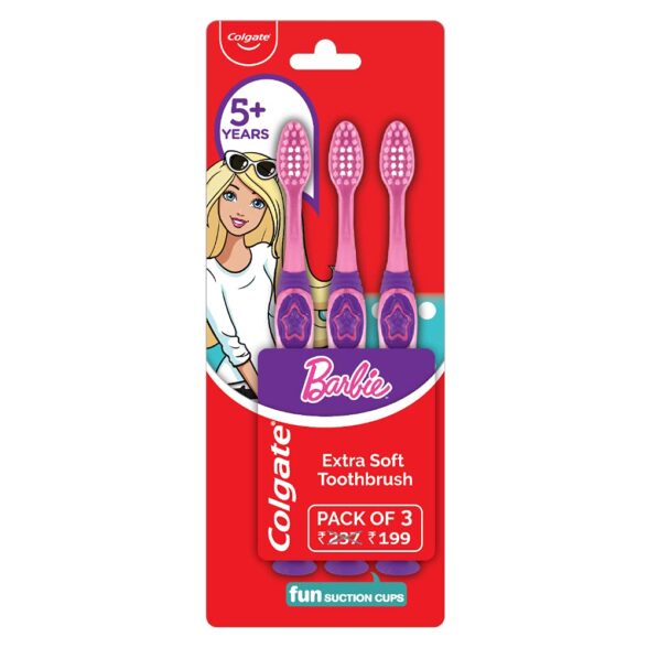 Colgate Kids Barbie Toothbrush, (Pack of 3)