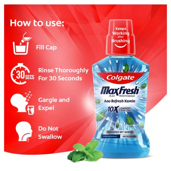 Colgate Plax Mouthwash, 0% Alcohol -(Peppermint)  500 ml (Peppermint) - Image 5