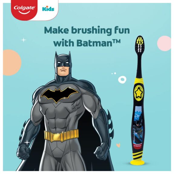 Colgate BUNDLE for Kids (3-5 years), Natural Strawberry Flavour 80g with Colgate Batman Extra Soft Toothbrush (5+ yrs) - Image 9