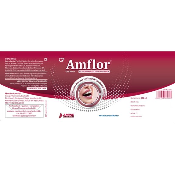 Amflor Mouthwash for Braces | Prevents Cavities & White Spot Lesions | Organic Amine Fluoride for Enamel Remineralization| Mint Flavour Orthodontic Mouthwash | Pack of 1 (250ml) - Image 3