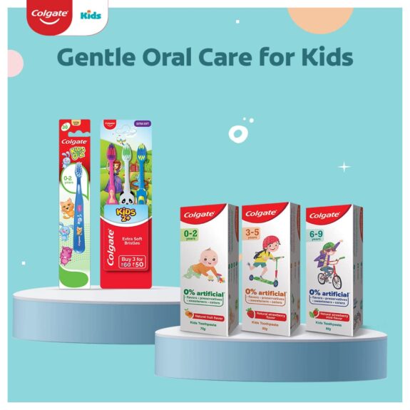 Colgate BUNDLE  for Kids (0-2 yrs), Natural Fruit Flavour toothpaste 70g with Colgate Kid's Extra Soft Toothbrush (0-2 Years) - Image 8