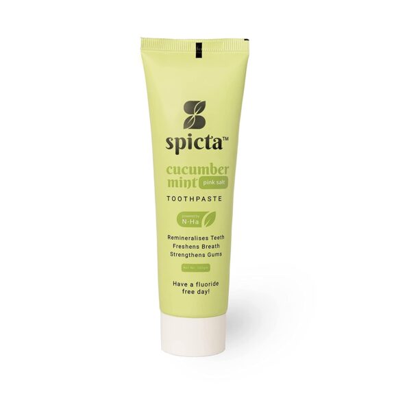 Spicta Cucumber Mint Toothpaste With Himalayan Pink Salt | Powered By Teeth Remineralisation Formula: N-Ha | SLS & Paraben Free | Freshens Breath & Strengthens Gums - 100 gm