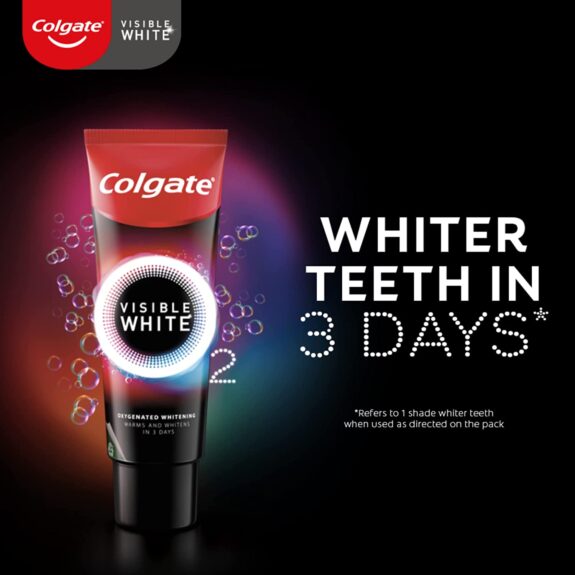 Colgate Visible White O2, Teeth Whitening Toothpaste, Aromatic Mint, 50g, Active Oxygen Technology, Enamel Safe Teeth Whitening Product (pack of 2) - Image 4