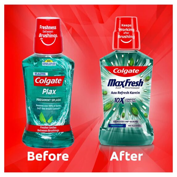 Colgate Maxfresh Plax Antibacterial Mouthwash, 24/7 Fresh Breath - 250ml, (Fresh Mint) (pack of 2) - Image 12