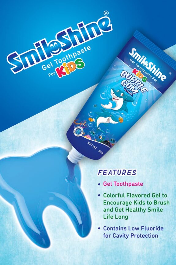 SmiloShine Gel Toothpaste for Kids - Bubble Gum Flavor - Pack of 3 - Image 4