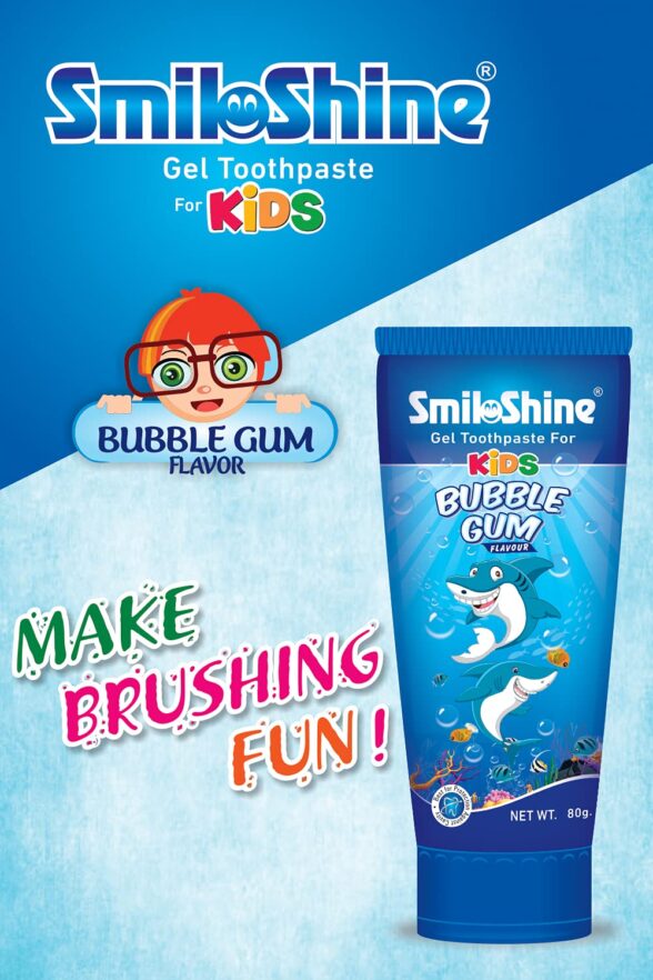 SmiloShine Gel Toothpaste for Kids - Bubble Gum Flavor - Pack of 3 - Image 2