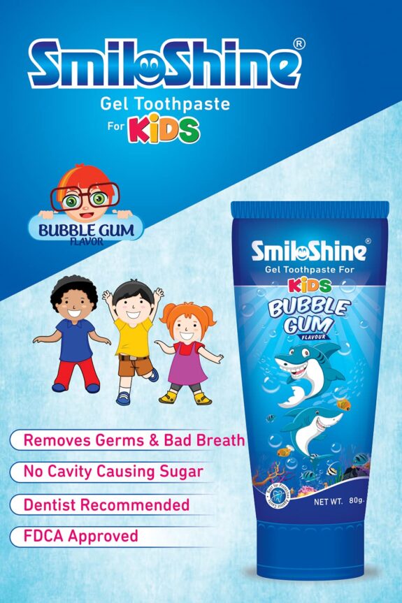 SmiloShine Gel Toothpaste for Kids - Bubble Gum Flavor - Pack of 3 - Image 3