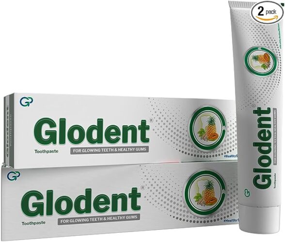 Glodent Teeth Whitening and Stain Removal Toothpaste 70g Per Pack of 2 | Natural Extract Toothpaste with Xylitol, Neem, Meswak, Pineapple and Papaya | Plaque Removal, Gum Care, Anti Cavity, Vegan