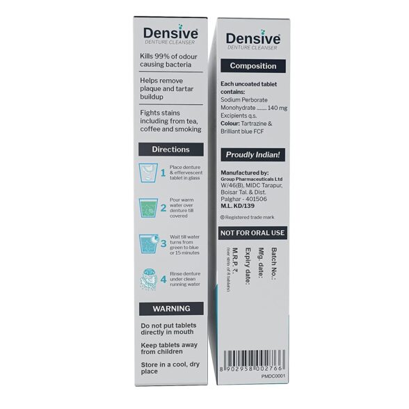 Densive Denture Cleanser Tablets | Antimicrobial Denture Cleaner for Partial & Full Dentures | Color-Changing Technology for Effective Cleaning | Pack of 2 | 30 x 2 (60 Denture Tablets) - Image 3