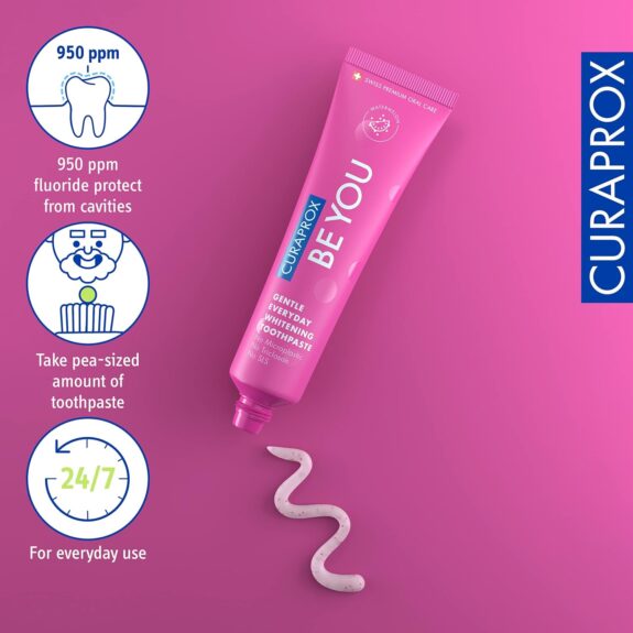 CURAPROX Be You Toothpaste By Dr. Reddy'S|Gentle Everyday Whitening Toothpaste|Blackberry Flavour|Non Bleaching|Developed By Dental Experts|Microplastic Free,Triclosan Free,Fluoride Toothpaste-60Ml - Image 3