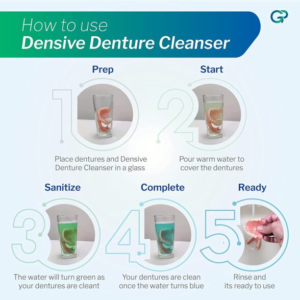 Densive Denture Cleanser Tablets | Antimicrobial Denture Cleaner for Partial & Full Dentures | Color-Changing Technology for Effective Cleaning | Pack of 2 | 30 x 2 (60 Denture Tablets) - Image 4