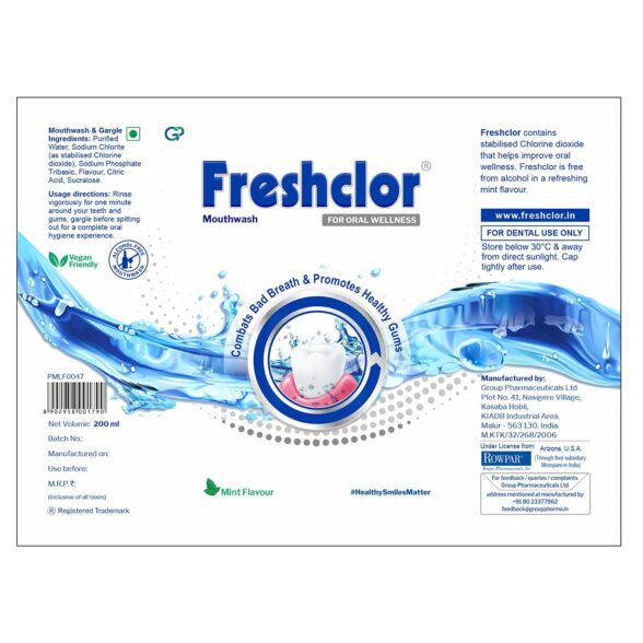 Freshclor Antimicrobial Mouthwash Pack of 1 | 1 litre bottle | Bad Breath Remover, Mint Flavour Alcohol Free Mouthwash for Oral Wellness & Healthy Gums | Vegan - Image 4