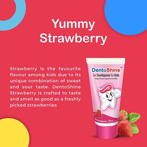 DentoShine Gel Toothpaste for Kids - Strawberry Flavor 80 g (PACK OF 2) - Image 3