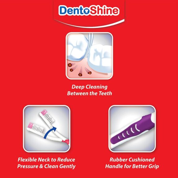 DentoShine Super Slim Soft Toothbrush (Pink, Blue, Purple, Green, Value Pack x 3) - Image 2