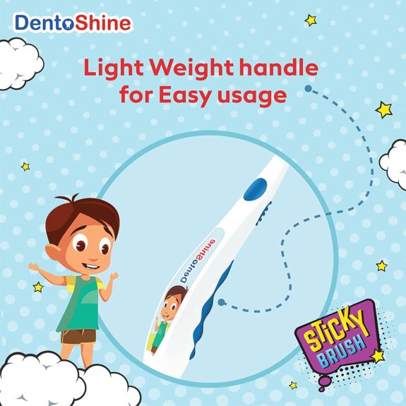 DentoShine STiCKY Toothbrush for Kids (Ages 2+) - Pack of 4 Designs - Image 2