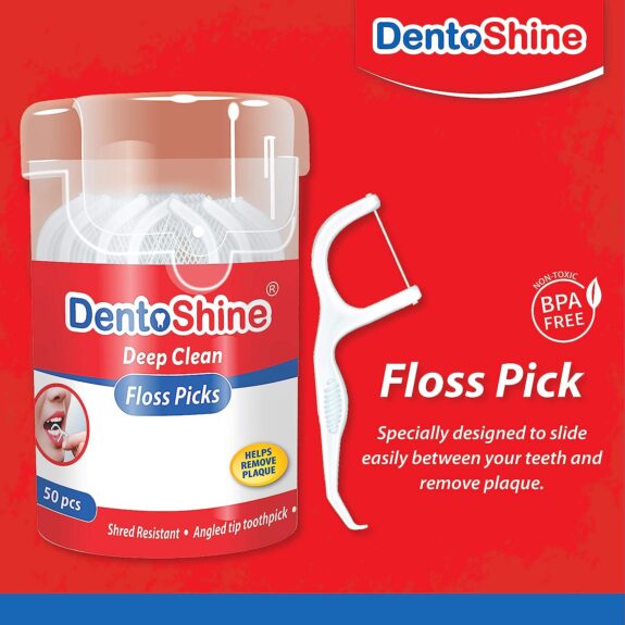 DentoShine Deep Clean Floss Picks - 50 count CAN (Pack of 3) - Image 3