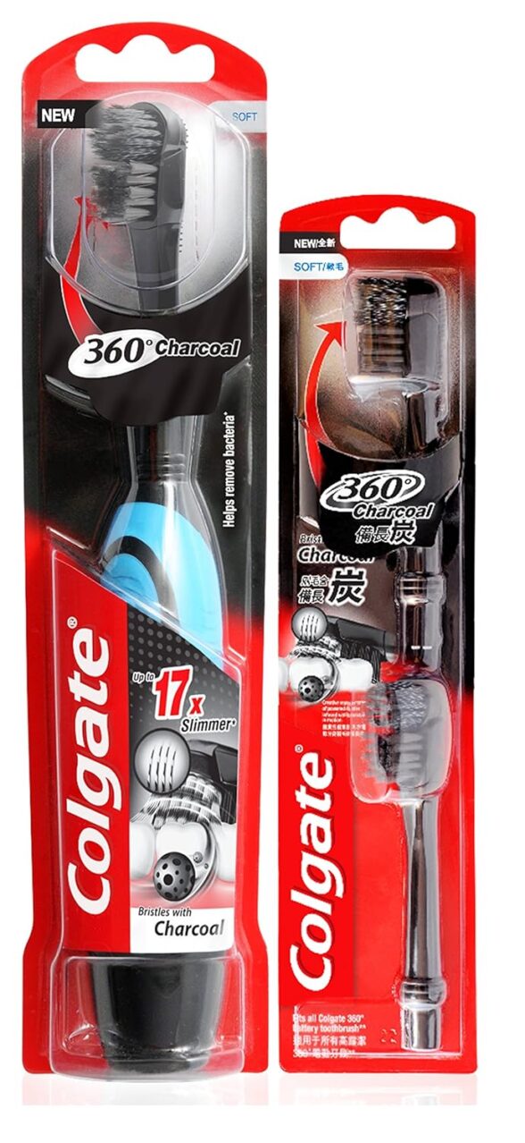 Colgate 360 Charcoal Battery Power Toothbrush and 360 Charcoal Battery Toothbrush Refill