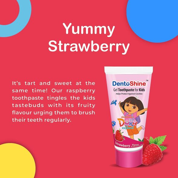 DentoShine Gel Toothpaste for Kids (Strawberry (DORA), Pack of 2 (80 g each)) - Image 3