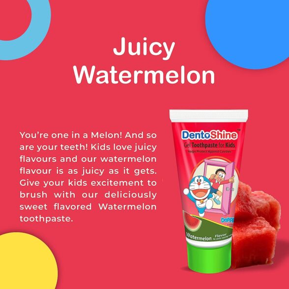 DentoShine Gel Toothpaste for Kids (Watermelon (Doraemon), Pack of 2 (80 g each)) - Image 3