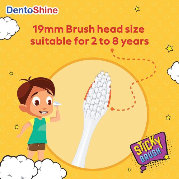 DentoShine STiCKY Toothbrush for Kids (Ages 2+) - Pack of 4 Designs - Image 5