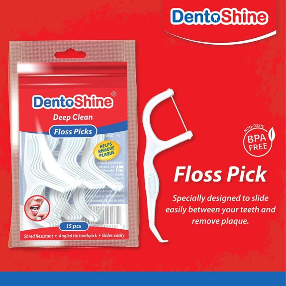 DentoShine Deep Clean Floss Picks - 50 count CAN x 2, 15 count Resealable Bag x 4, (Pack of 6) - Image 5