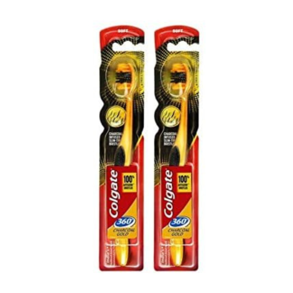 Colgate 360 Toothbrush Charcoal Gold (pack of 2)