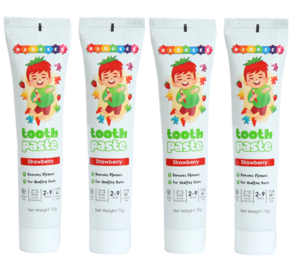 Kiddees Strawberry Toothpaste (Pack of 4), 75 gms, For 2- 9 years