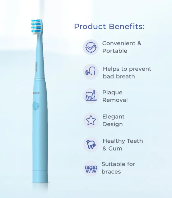 SB100 Sonic Lite Battery Operated Electric Toothbrush (Blue) - Image 2