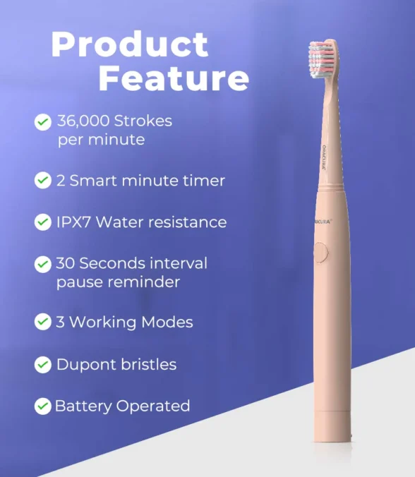 SB100 Sonic Lite Battery Operated Electric Toothbrush (Blue) - Image 7