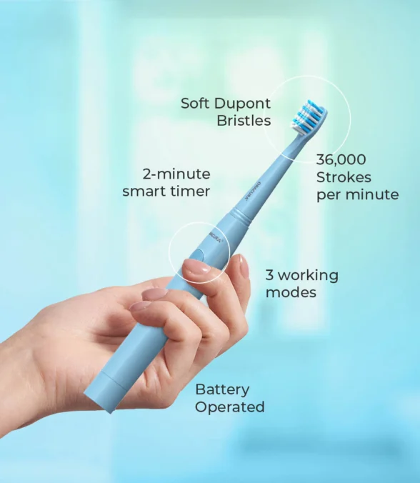 SB100 Sonic Lite Battery Operated Electric Toothbrush (Blue) - Image 10